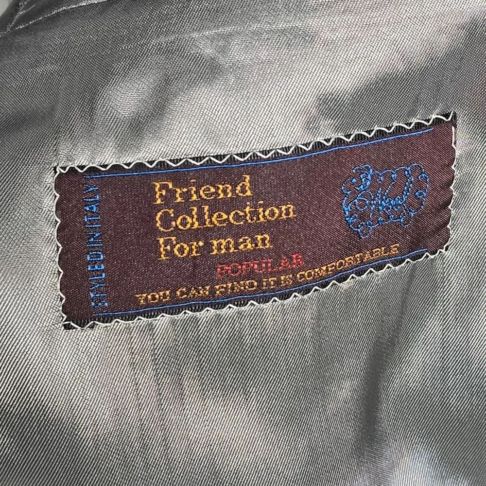 Friend Italy Collection For Man Wool Linen‎ Blend Blazer Jacket Blue Plaid 50S